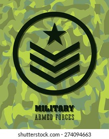Army design over camouflage background, vector illustration.