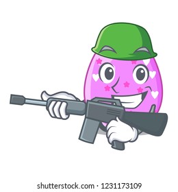 Army easter egg cartoon clipping on path