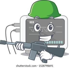 Army ecg machine cartoon with the character