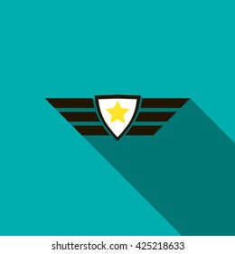 Army emblem icon, flat style