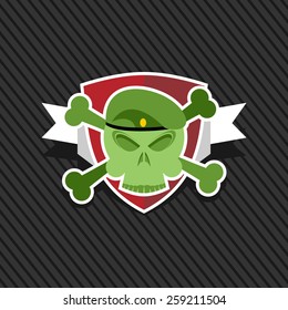Army emblem. Skull on shield