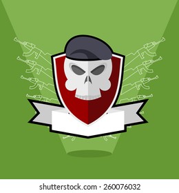 Army emblem. Skull on shield