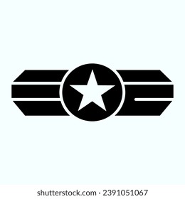 Army epaulet solid icon. Military rank with one star vector illustration isolated on white. Army badge glyph style design, designed for web and app. Eps 10