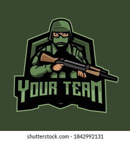 Army esport logo design vector