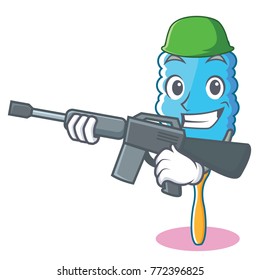 Army feather duster character cartoon