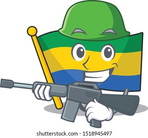Army flag gabon with the cartoon shape