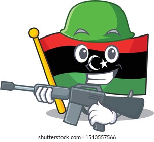 Army flag libya mascot shaped on character