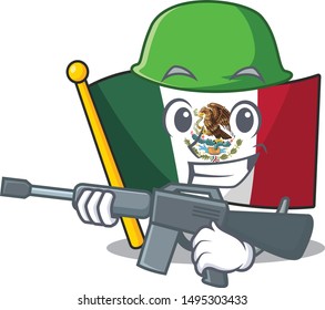 Army flag mexico in the cartoon shape