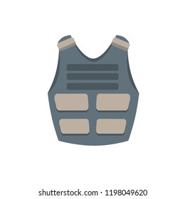 An army flak jacket. Wear the armor of a police riot. Protection from bullets. Uniforms of special forces soldiers. Cartoon flat illustration