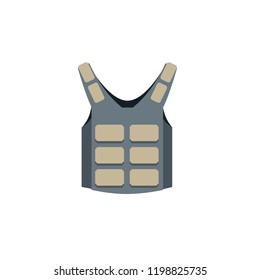 An army flak jacket. Wear the armor of a police riot. Protection from bullets. Uniforms of special forces soldiers. Cartoon flat illustration