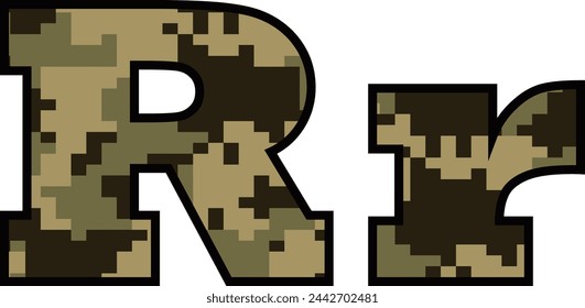 Army font, vector camo alphabet, navy design letter, military abc
