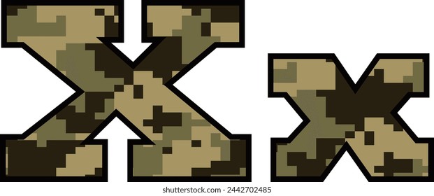 Army font, vector camo alphabet, navy design letter, military abc
