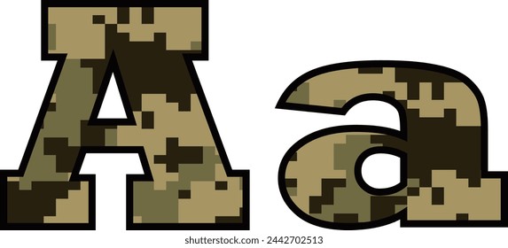 Army font, vector camo alphabet, navy design letter, military abc
