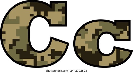 Schriftart für die Armee, Vektor-Camo-Alphabet, Marine-Design-Buchstabe, Militär abc
