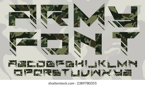 Schriftart der Armee. Schriftart der Armee, Vektorgrafik. Armeebrief