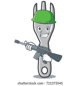 Army fork character cartoon style