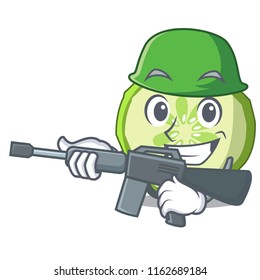 Army fresh slice cucumber on character cartoon