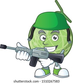 Army fruit melon cartoon mascot for diet