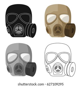 Army gas mask icon in cartoon style isolated on white background. 