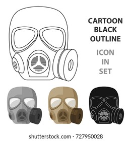 Army gas mask icon in cartoon style isolated on white background. Military and army symbol stock vector illustration