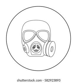 Army gas mask icon in outline style isolated on white background. Military and army symbol stock vector illustration