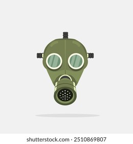 army gas mask logo, illustration of army respiratory protection from bad air with 1 circulation in the middle