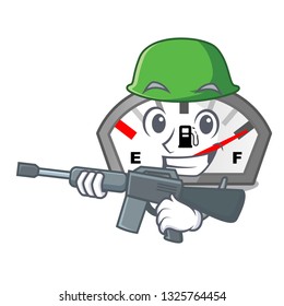 Army gasoline indicator in the character shape