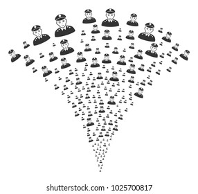Army General explosion fountain. Vector illustration style is flat iconic symbols. Object fountain done from random pictographs as army general fireworks.