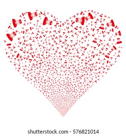 Army General fireworks with heart shape. Vector illustration style is flat red iconic symbols on a white background. Object heart combined from confetti icons.