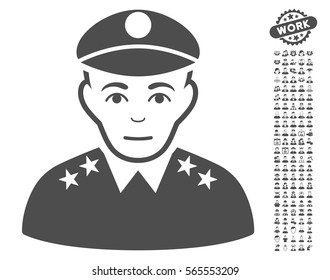Army General icon with bonus avatar icon set. Vector illustration style is flat iconic gray symbols on white background.
