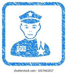 Army General rubber seal stamp watermark. Icon vector symbol with grunge design and corrosion texture in rounded rectangle. Scratched blue sticker on a white background.