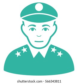 Army General vector icon. Flat cyan symbol. Pictogram is isolated on a white background. Designed for web and software interfaces.