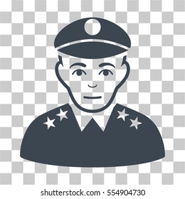 Army General vector pictogram. Illustration style is flat iconic smooth blue symbol on a chess transparent background.