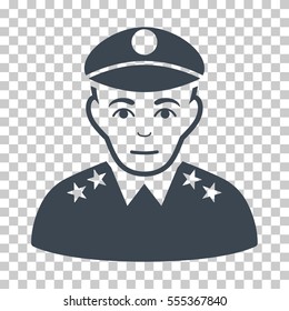 Army General vector pictogram. Illustration style is flat iconic smooth blue symbol on a chess transparent background.