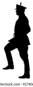 Army general vector silhouette with sword, illustration on military parade. Soldier of the marsh officer in a ceremonial procession. Military parade.