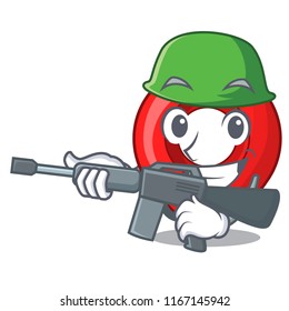 Army GPS navigation pin on character cartoon
