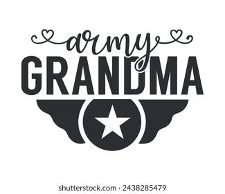 army grandma typography t-shirt design