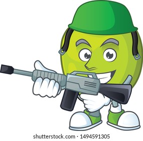 Army granny smith in a green apple character mascot