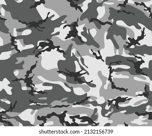 
Army gray camouflage pattern, winter disguise background, vector texture for print. Ornament
