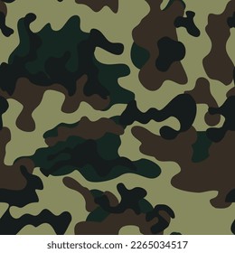
Army green camouflage pattern, seamless texture, forest background disguise. Ornament