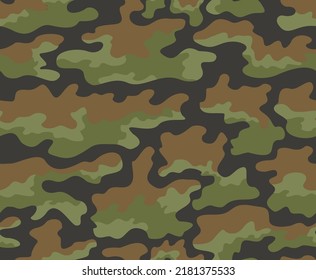 Army green camouflage vector uniform texture, military pattern, modern classic print.