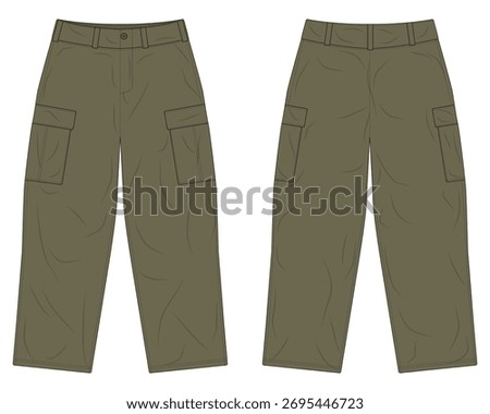 Army green cargo pants template front and back view
