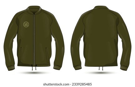 la chaqueta casual verde del ejército maquillaje vista frontal y trasera