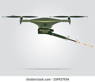 Army green drone with weapon