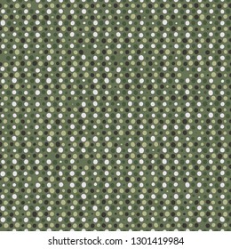 Army Green Irregulary Sized Dots Graphic Motif. Seamless Pattern.