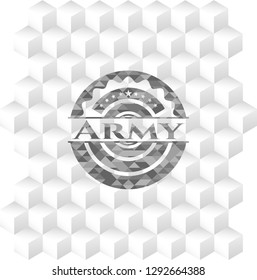 Army grey emblem with geometric cube white background