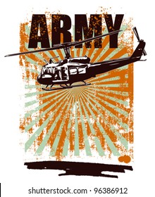 army grunge background with helicopter