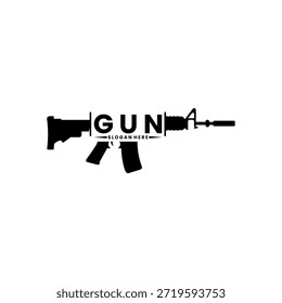 Plantilla de Vector de diseño de logotipo de pistola del ejército