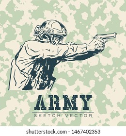 Army hand drawn sketch vector illustration