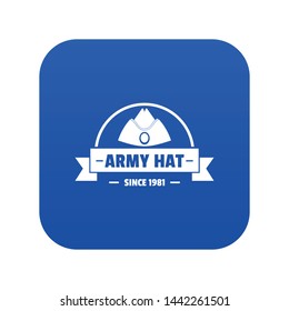 Army hat icon blue vector isolated on white background